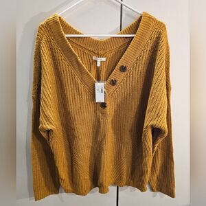 Maurices Mustard Yellow Crop V-Neck Sweater- NWT- Size XXL